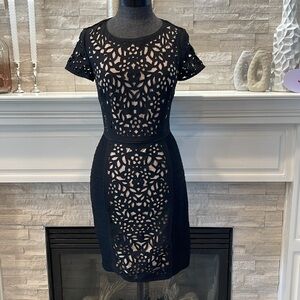 Maeve Laser Cut Basalt Sheath Dress Anthro Size 4